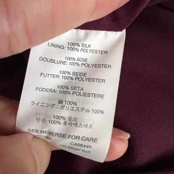 J Crew Silk Jumpsuit 8 Berry Strappy Purple Straight Leg V-Neck High Waist Chic - Picture 12 of 12